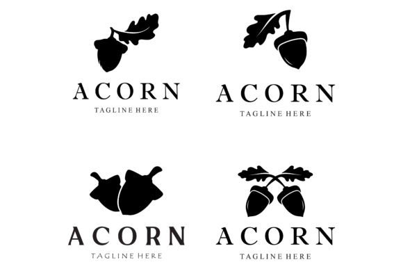 Download Simple Acorn Logo Design with Leaves,oak - Oak Collection