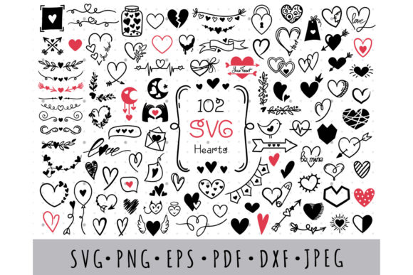 Download Hearts SVG Bundle, Valentine Day Doodle - Hearts Collection