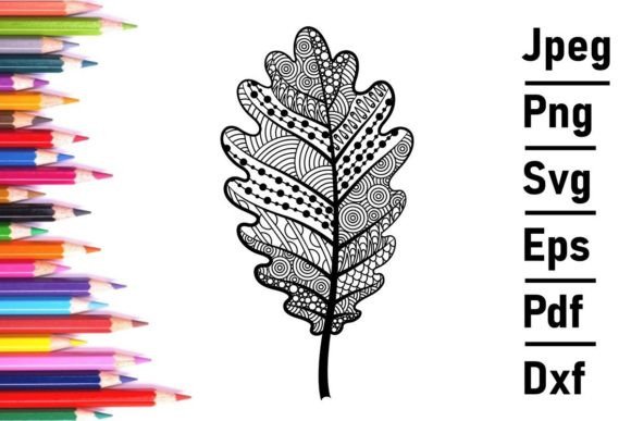 Download Zentangle Vector Oak Leaf. - Oak Collection
